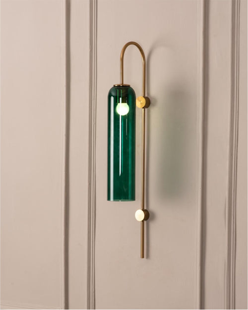 green Long Glass Modern Copper Metal Wall Light