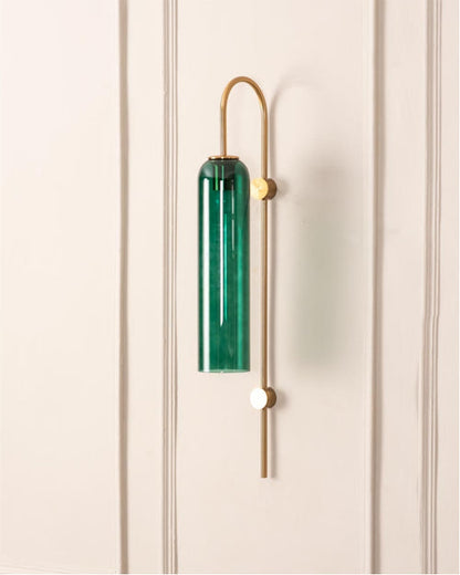 green Long Glass Modern Copper Metal Wall Light