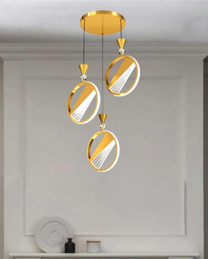 White and Gold Modern Circular Pendant Light