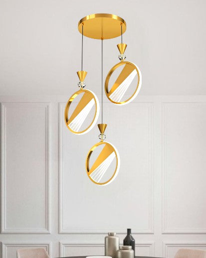 White and Gold Modern Circular Pendant Light