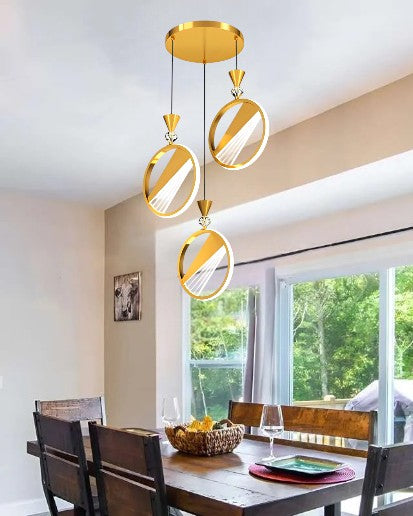 White and Gold Modern Circular Pendant Light