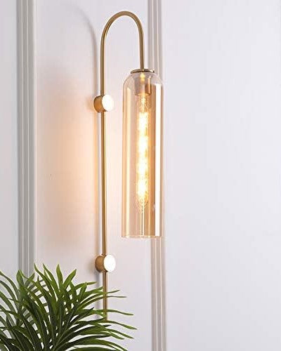 Amber Long Glass Modern Copper Metal Wall Light