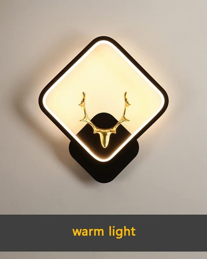 Black Square Deer Head Wall Light