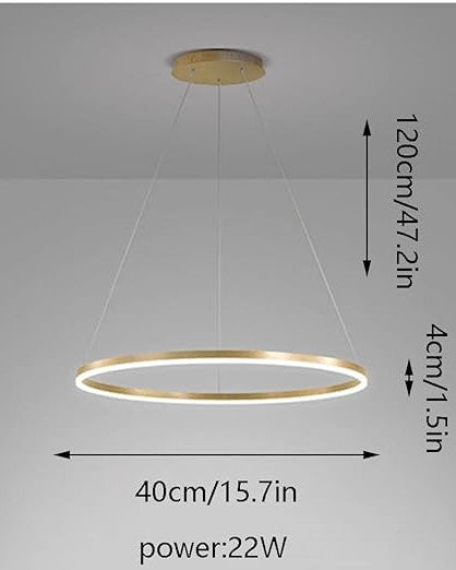 Gold Metallic LED Chandelier Ring Light - Warm White Pendant light