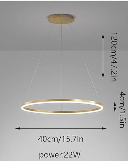 Gold Metallic LED Chandelier Ring Light - Warm White Pendant light