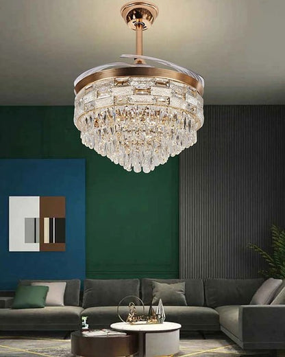 Crystal Invisible Chandelier Fan with remote