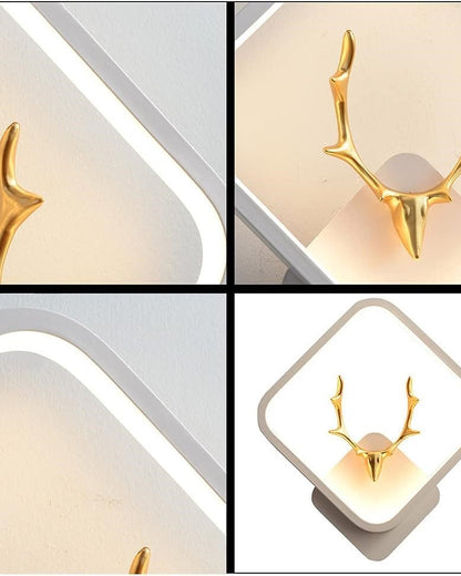 White Square Deer Head Wall Light