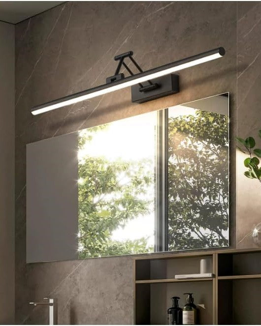 Modern Adjustable Black Mirror and Picture Light