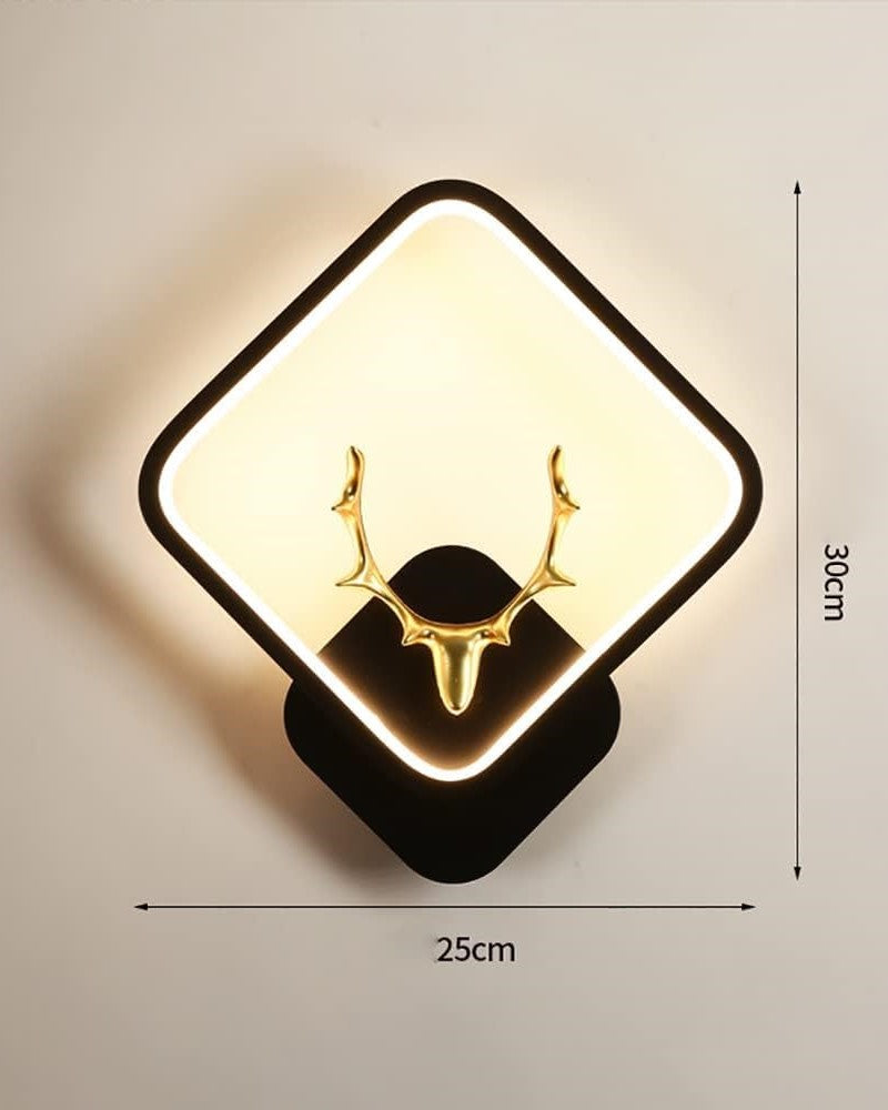 Black Square Deer Head Wall Light