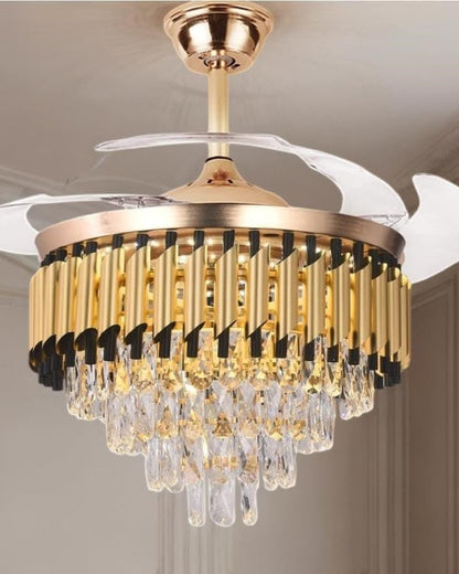 Crystal Retractable Fan Chandelier Light