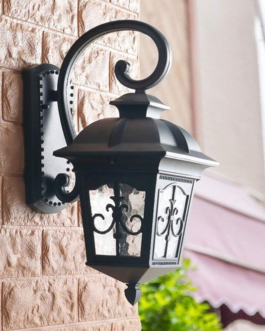 Antique Hammer Glass Lantern Retro Waterproof Outdoor Wall Light