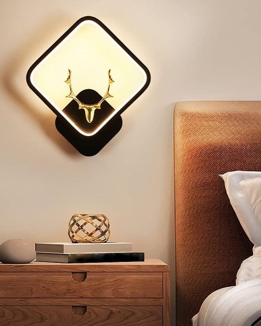 Black Square Deer Head Wall Light