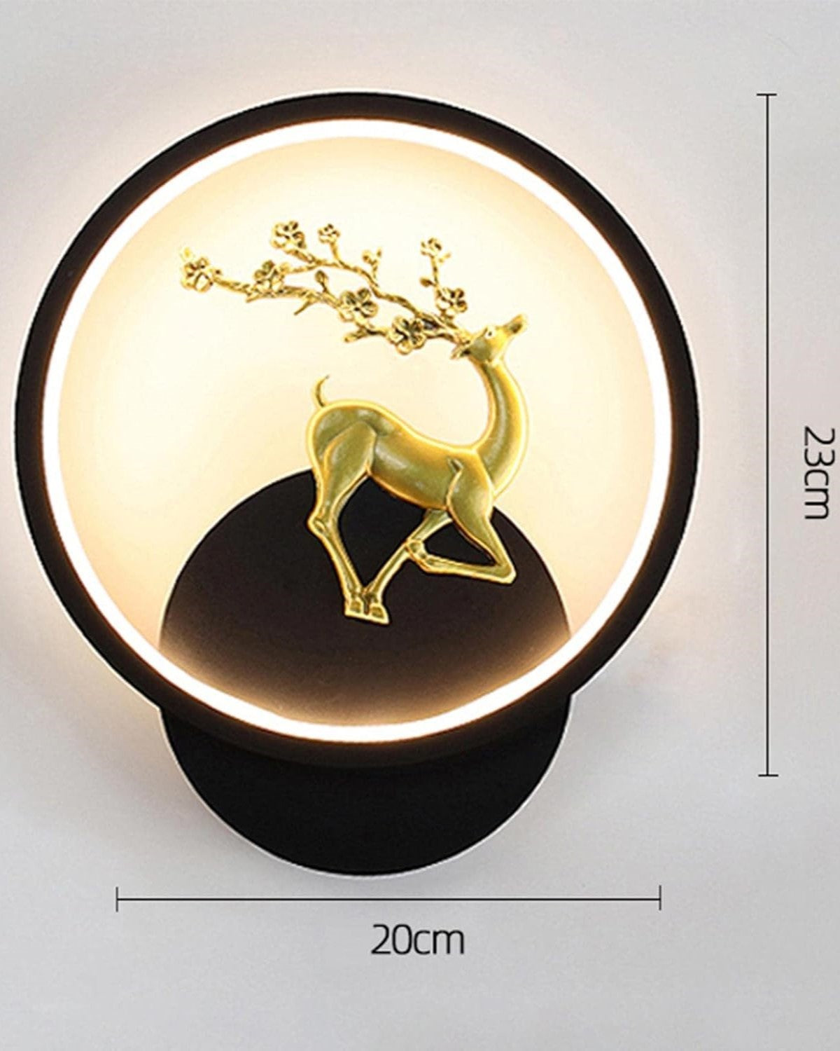 Golden Deer Round Led Wall Sconce - Black - R