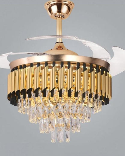 Crystal Retractable Fan Chandelier Light