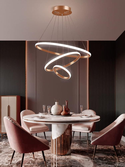 3 Ring Rose Gold Body Modern LED Chandelier