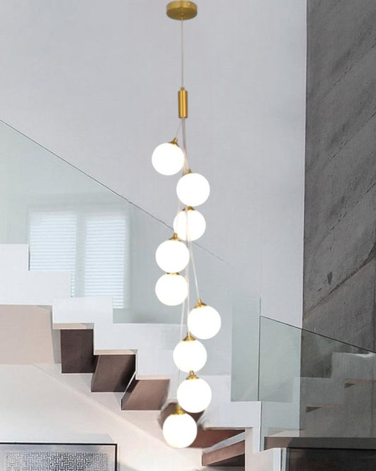 Creative staircase Milky Glass Chandelier - 9 Light