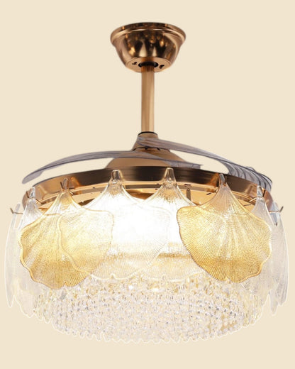 Crystal Fan Chandelier With Retractable Invisible Blade