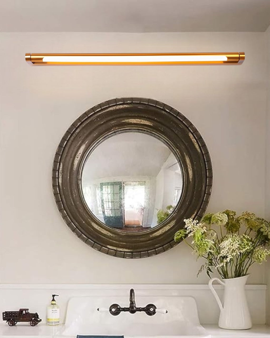 Retro Adjustable Golden Mirror and Picture Light