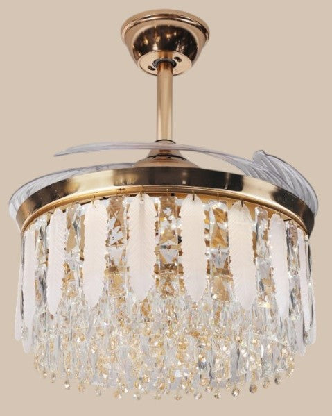 Modern Crystal luxury chandelier Fan With Remote