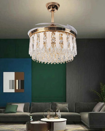 Modern Crystal luxury chandelier Fan With Remote