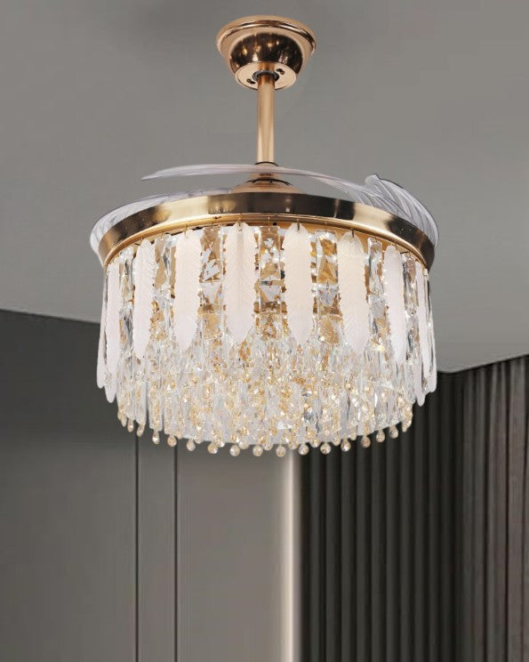 Modern Crystal luxury chandelier Fan With Remote