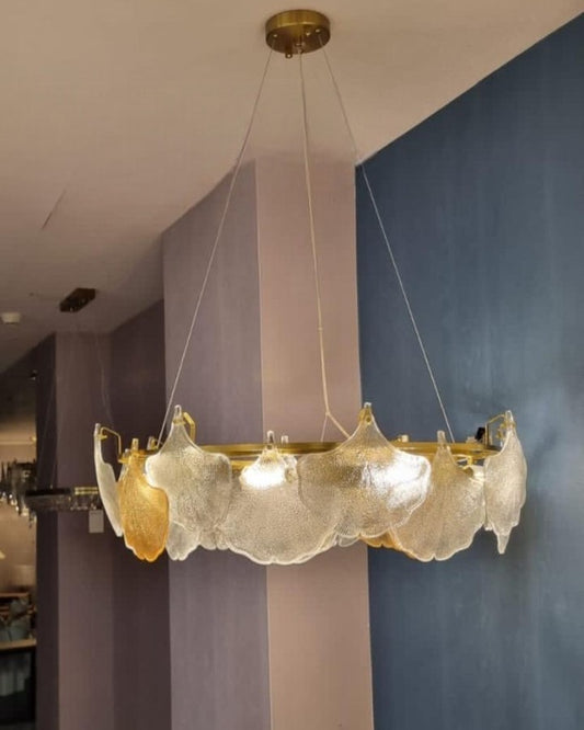 Ginkgo Leaf Crystal Glass Pendant Chandeliers - 800mm